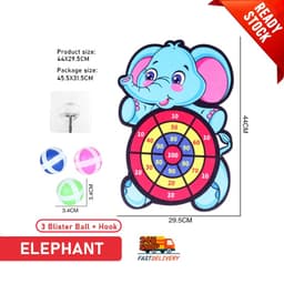 Cartoon Dart Board Set – Cute Elephant Shape Sticky Ball Target Game 2