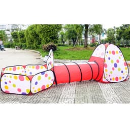 3-in-1 Adventure Kids Play Tent Crawl/Tunnel & Ball Pit Popup Bounce 3