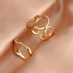 Trendy Punk Metal Hollow Knuckle Wide Ring Set for Women 1