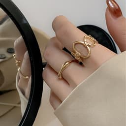 Trendy Punk Metal Hollow Knuckle Wide Ring Set for Women 5