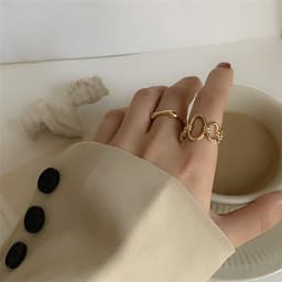 Trendy Punk Metal Hollow Knuckle Wide Ring Set for Women 2