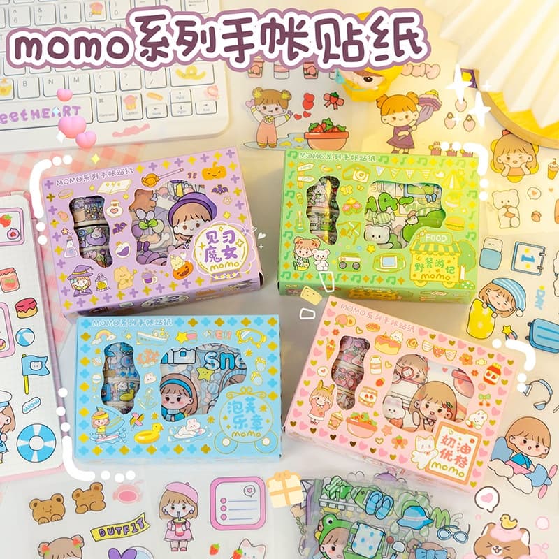 Gift Box Washi Sticker Set – Perfect for Journals, Scrapbooks & DIY Crafts Adorable Girl Cartoon