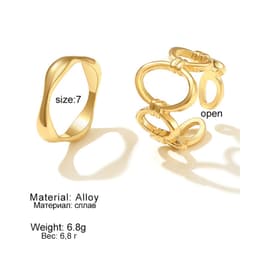 Trendy Punk Metal Hollow Knuckle Wide Ring Set for Women 4