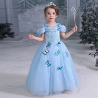 Cinderella Kids Party Fancy Butterfly Girls Dresses Cosplay Costume